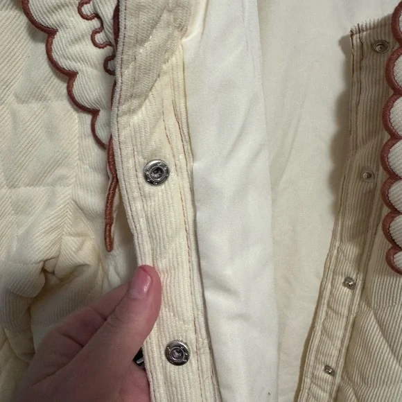 entro Cream Quilted Jacket with Brown Trim - Picture 5 of 7